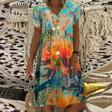 Last inn bildet i Galleri-visningsprogrammet, Kjole med vintage trykt