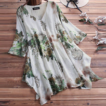 Last inn bildet i Galleri-visningsprogrammet, Blomstret kjole med v-hals og løs passform