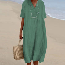 Last inn bildet i Galleri-visningsprogrammet, V-hals ensfarget kjole med korte ermer