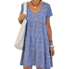 Last inn bildet i Galleri-visningsprogrammet, Kortermet trykt kjole med rund hals