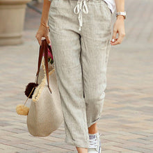 Last inn bildet i Galleri-visningsprogrammet, Uformelle bukser i bomull og lin med snøring