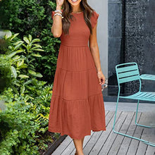 Last inn bildet i Galleri-visningsprogrammet, Ensfarget kortermet volangkjole