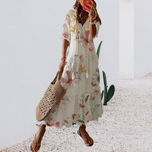 Last inn bildet i Galleri-visningsprogrammet, Blomstret maxi-kjole med v-hals og dusk