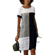 Last inn bildet i Galleri-visningsprogrammet, Fargeblokk kortermet kjole med rund hals