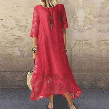 Last inn bildet i Galleri-visningsprogrammet, Lang Blonde-Kjole med Rund Hals