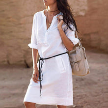 Last inn bildet i Galleri-visningsprogrammet, Ensfarget skjortekjole