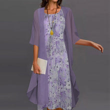 Last inn bildet i Galleri-visningsprogrammet, Elegant blomstret chiffon kjole i to deler