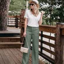 Last inn bildet i Galleri-visningsprogrammet, Uformell Ensfarget Bukse med Vide Ben