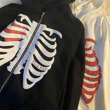 Last inn bildet i Galleri-visningsprogrammet, Unisex Hettegenser-Jakke med Skjelett Trykk