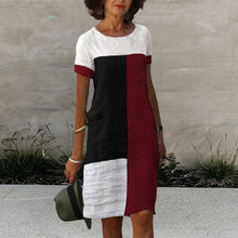 Last inn bildet i Galleri-visningsprogrammet, Fargeblokk kortermet kjole med rund hals