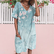 Last inn bildet i Galleri-visningsprogrammet, Kortermet kjole med trykk med lommer