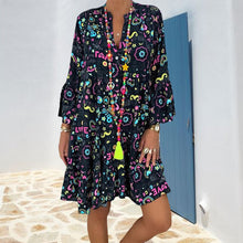 Last inn bildet i Galleri-visningsprogrammet, Trendy v-hals volang løs kjole