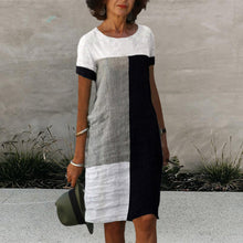 Last inn bildet i Galleri-visningsprogrammet, Fargeblokk kortermet kjole med rund hals