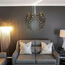 Last inn bildet i Galleri-visningsprogrammet, Black Angel Wings Metal Wings Veggkunst med LED-lys