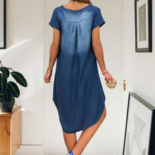 Last inn bildet i Galleri-visningsprogrammet, V-hals kortermet denimkjole