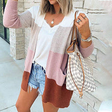 Last inn bildet i Galleri-visningsprogrammet, Lang cardigan med fargeblokk design