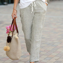 Last inn bildet i Galleri-visningsprogrammet, Uformelle bukser i bomull og lin med snøring