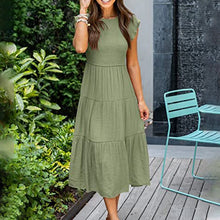 Last inn bildet i Galleri-visningsprogrammet, Ensfarget kortermet volangkjole