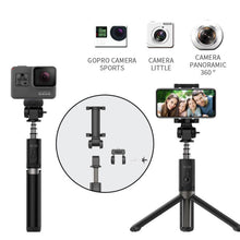 Last inn bildet i Galleri-visningsprogrammet, 3 i 1 Trådløs Bluetooth Selfie Stick Med Fjernkontroll
