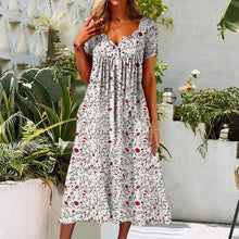 Last inn bildet i Galleri-visningsprogrammet, Trykt v-hals kjole med knapper og lommer