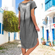 Last inn bildet i Galleri-visningsprogrammet, V-hals kortermet denimkjole