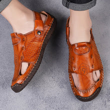 Last inn bildet i Galleri-visningsprogrammet, Nye klassiske romerske sandaler i lær