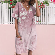 Last inn bildet i Galleri-visningsprogrammet, Kortermet kjole med trykk med lommer