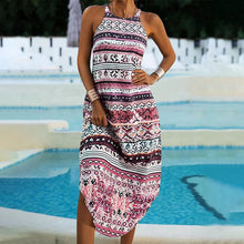 Last inn bildet i Galleri-visningsprogrammet, Ermeløs trykt kjole med rund hals