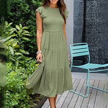 Last inn bildet i Galleri-visningsprogrammet, Ensfarget kortermet volangkjole