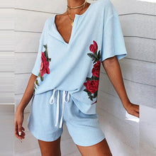 Last inn bildet i Galleri-visningsprogrammet, Uformelt skjorte- og shortssett med løs passform for kvinner