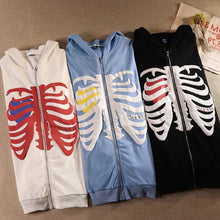 Last inn bildet i Galleri-visningsprogrammet, Unisex Hettegenser-Jakke med Skjelett Trykk