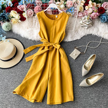 Last inn bildet i Galleri-visningsprogrammet, Sommer Commuter Ren Farge Ermeløs Jumpsuit for Kvinner