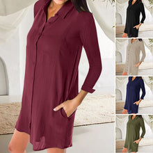 Last inn bildet i Galleri-visningsprogrammet, Ensfarget kjole i skjorte-stil