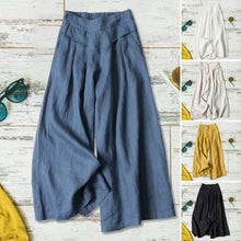 Last inn bildet i Galleri-visningsprogrammet, Uformelle bukser med løs passform og brede ben i bomull og lin for damer