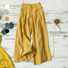 Last inn bildet i Galleri-visningsprogrammet, Uformelle bukser med løs passform og brede ben i bomull og lin for damer