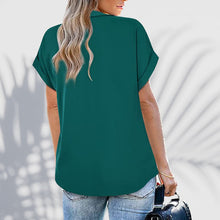 Last inn bildet i Galleri-visningsprogrammet, Short Sleeve V-Neck Solid Color Blouse