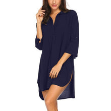 Last inn bildet i Galleri-visningsprogrammet, V-hals mote strandskjortekjole