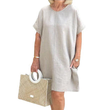 Last inn bildet i Galleri-visningsprogrammet, Ensfarget kjole i bomull og lin