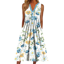 Last inn bildet i Galleri-visningsprogrammet, V-hals ermeløs kjole med blomstertrykk