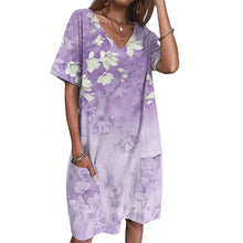 Last inn bildet i Galleri-visningsprogrammet, Kortermet kjole med trykk med lommer