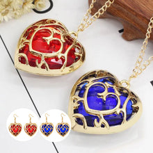 Last inn bildet i Galleri-visningsprogrammet, Halskjede og øredobber med hule hjertekrystaller