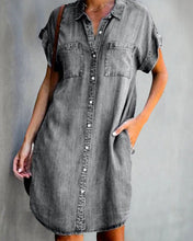 Last inn bildet i Galleri-visningsprogrammet, Denimklänning med korta ärmar