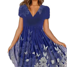 Last inn bildet i Galleri-visningsprogrammet, V-hals Kortermet Kjole Med Trykt