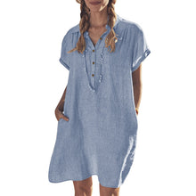 Last inn bildet i Galleri-visningsprogrammet, Ensfarget skjortekjole med lommer