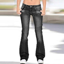 Last inn bildet i Galleri-visningsprogrammet, Midt i midjen Flare Leg Jeans Med Rynkede Knapper
