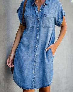 Denimklänning med korta ärmar