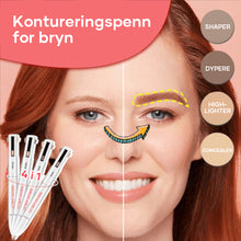 Last inn bildet i Galleri-visningsprogrammet, 4-i-1-kontur- og markeringspenn for bryn

