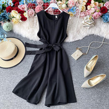 Last inn bildet i Galleri-visningsprogrammet, Sommer Commuter Ren Farge Ermeløs Jumpsuit for Kvinner
