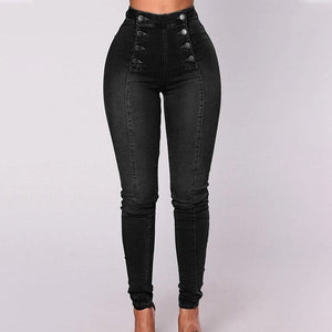 Dobbeltspente Skinny Jeans med Høy Midje