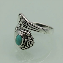 Last inn bildet i Galleri-visningsprogrammet, Turkis skje vintage ring
